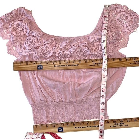 NWT — FOREVER 21 Off-the-shoulder Crocheted Pink Top Size Large - Picture 7 of 7